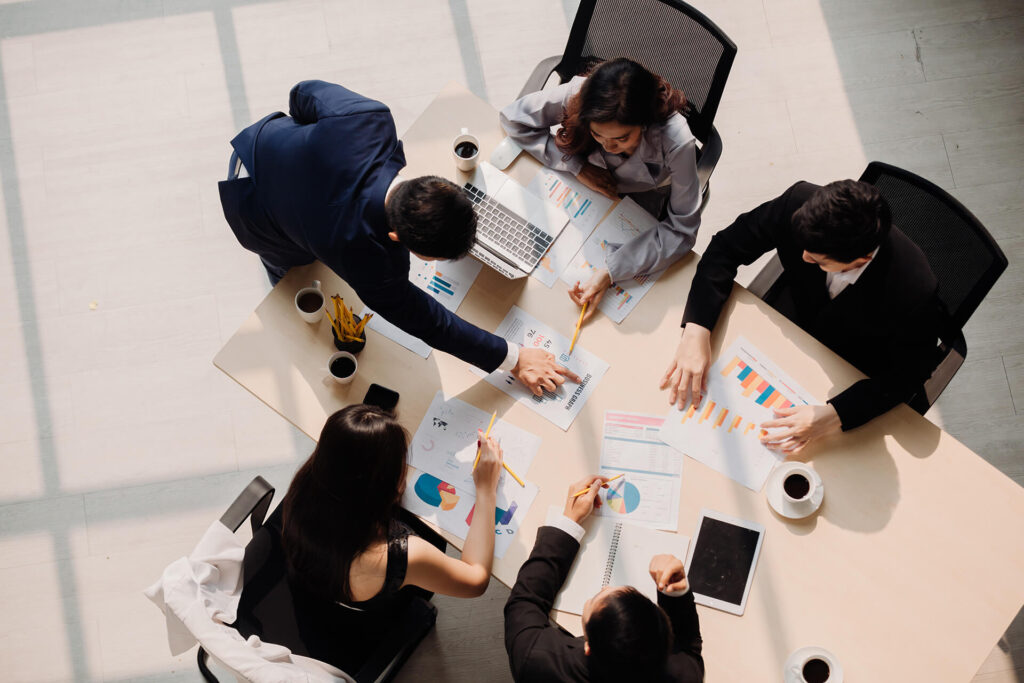 executive team having a team meeting