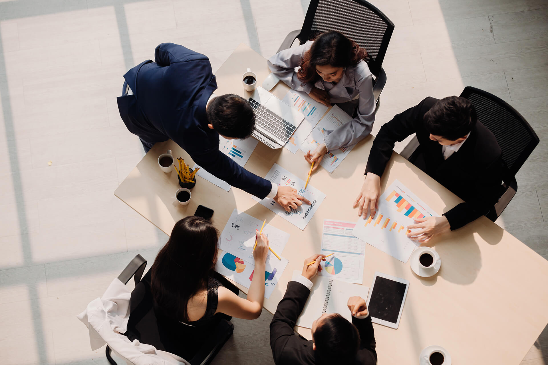 executive team having a team meeting